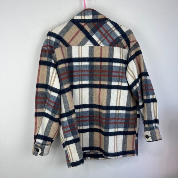 Zara Plaid Long sleeve shacket wool blend button up womens size xs - Picture 6 of 8